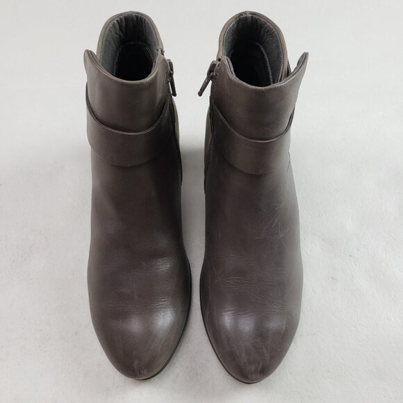 Ecco Sculptured 45 Ankle Bootie Womens 5-5.5 EU 36 Gray Leather Side Zip Heeled - Picture 5 of 14